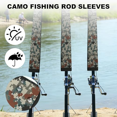 Neoprene Camo Fishing Rod Sleeves,Fishing Pole Sleeves,Fishing Rod Socks | UV Resistance,Puncture Resistant, Protect Casting, Spinning, Trolling Fishing Rods, Storage, tangled-free,75in,68in,60in - color: 2-Digital Camo, size: 69"