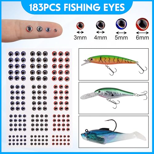 Unpainted Fishing Lures DIY Minnow Kit - 280/363pcs Blank Hard Crankbait Set Pliers Scissors,Treble Hooks,Split Rings,Stickers,3D Eyes for Making Lures DIY Fishing Tackle Kit - color: 280pcs kit