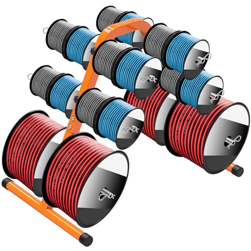 Kipika Portable Wire Spool Rack - Heavy-Duty Steel Cable Dispenser with 6 Adjustable Rods, Spool Rack Holder for Efficient Storage & Dispensing, 8" Max Capacity, - color: A - Orange Wire Spool Rack (6 Rods)