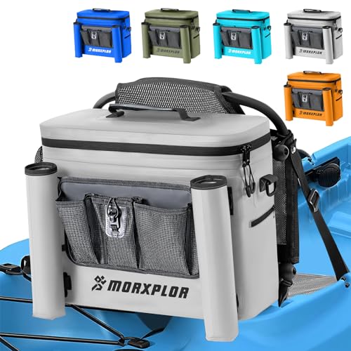 MORXPLOR Kayak Cooler,Waterproof Kayak Seat Back Cooler for Kayaking,Kayak Accessories Cooler Bag,Protable Ice Chest,Beach Cooler,Travel Cooler for Camping or Lunch Bag - color: Light Grey