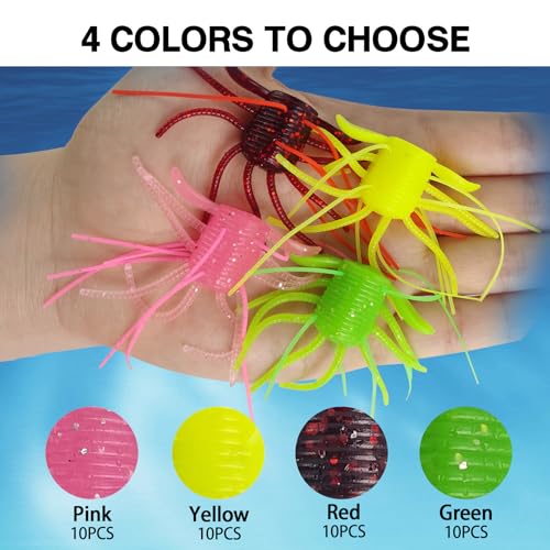 Eupheng Silicone Soft Dice Fishing Lures with Multiple Tentacles, Handmade Slow Sink Bass Fishing Soft Plastic Baits for Drop Shot, Finesse, Wacky Rig - color: Green, size: 10PCS-(1.8g & 2.8g)