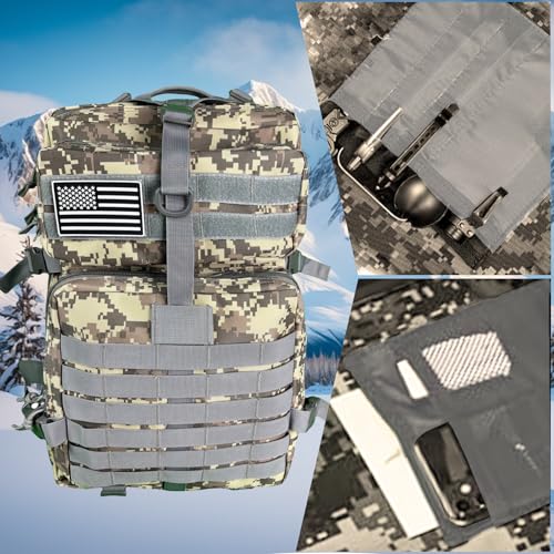 50L Large Military Tactical Backpack Molle Army Assault Pack for Travel Camping Hiking Fishing Backpack for men (ACU camo) - color: Acu Camo