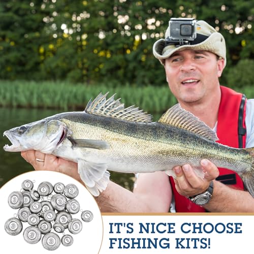 24 Pieces Fishing Disc Sinkers Weights Disc Sinker Fishing Sinkers Weights for Saltwater Catfishing Trolling Surf Tackle - size: 1+2+3 oz