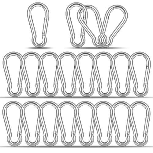 20PCS M4 Heavy Duty Carabiner Clip, 1.57Inch Snap Hook Quick Link Small Carabiner Clips,Spring Link Buckle for Fishing Camping Hammock Dog Leashes-110LBS Holding Capacity (Silver) - color: Silver, size: 20PCS-M4