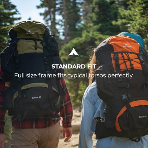 Teton 65L Explorer Internal Frame Backpack for Hiking, Camping, Backpacking, Rain Cover Included, Graphite - color: Graphite, size: 65L