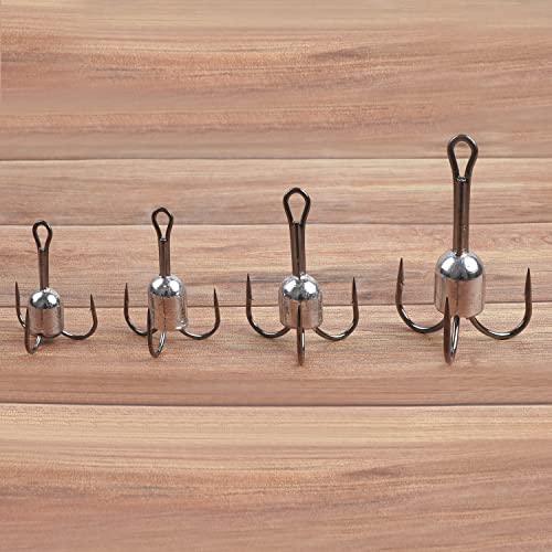 Snagging Hooks Weighted Treble Hooks - 4PCS/8PCS Sharp Treble Fishing Hooks with Weight for Bass Salmon Gator 5/0 6/0 8/0 10/0 - style: 8/0-1.5oz-4pcs