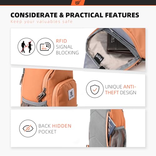SKYSPER Sling Bag RFID Crossbody Sling Backpack Cross Body Shoulder Bag Travel Hiking Daypack for Women Men(Orange) - color: Orange