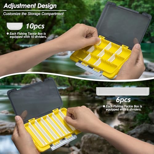 QualyQualy Fishing Tackle Box, Small Tackle Box Organizer 2 in 1 Small Plastic Storage Box, Yellow, 2 Pack - color: Yellow, size: A+B 2pcs