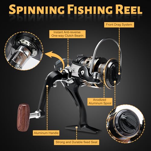 Number-one Telescopic Fishing Rod and Reel Combo Set, 6.9ft Metal Fishing Pole Kit with Line, Lures, Carrier Bag, Spinning Rod Reel Combo