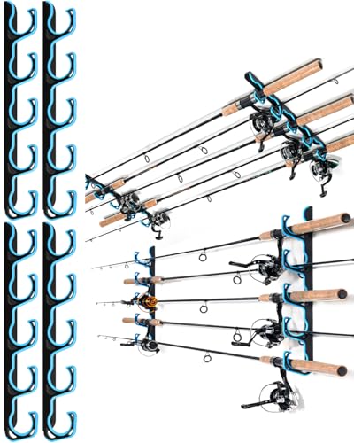Ghosthorn Fishing Rod Holders for Garage Fishing Pole Holders Ceiling or Wall Mounted Rod Rack Garage Storage Organizer Fishing Gear Equipment for Men Women (Blue, 2 Packs) - size: 2 packs holds up 10 rods, style: Blue