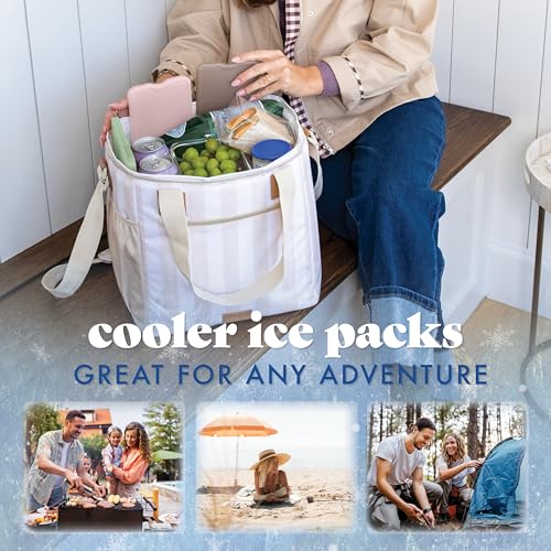 Cool Coolers by Fit & Fresh 4 Pack XL Slim Ice Packs, Quick Freeze Space Saving Reusable Ice Packs for Lunch Boxes or Coolers - color: Multi Pastel (4 Pack)