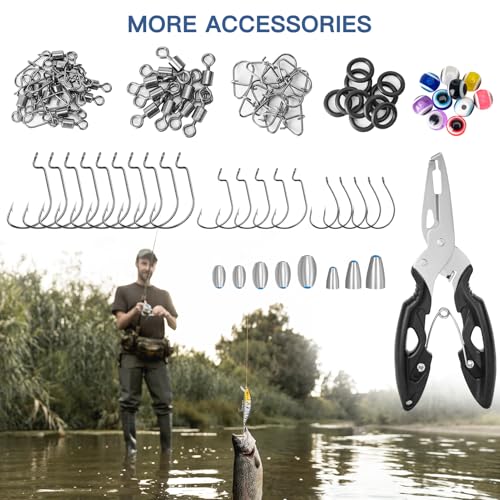 WITOROR Fishing Lures, Tackle Box with Tackle Included, Crankbaits, Soft Plastic Baits, Hooks, Weights & Fishing Accessories, Freshwater Fishing Gear Kit for Bass, Trout, Walleye & Beginners - size: 144pcs Basic Kit