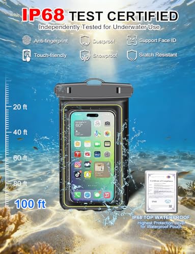 Famoby 4 Pack IP68 Waterproof Phone Pouch (2 Pack Floating and 2 Pack Sinking Waterproof Phone Pouch) Adjustable Neck Lanyard Dry Bag for Apple iPhone,Samsung,and up to 8.5" Black,White - color: 2 Pack Floating and 2 Pack Sinking