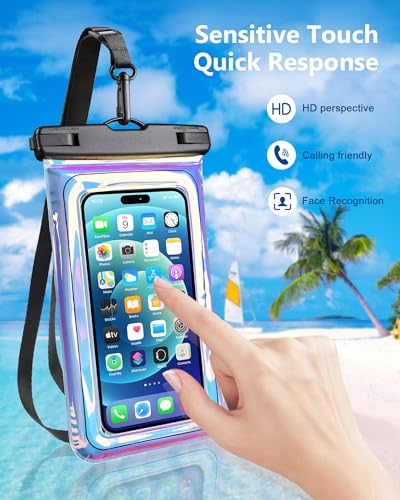 Waterproof Phone Pouch Floating, IPX68 Waterproof Phone Case with Lanyard for iPhone 17 16 15 14 Pro Max Samsung S26 S25 S24, Up to 7 Inch, Beach Vacation Essentials, Dazzling Purple - color: Dazzling Purple