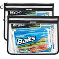 Beyond Fishing DryVault Tackle Storage Bag – Soft Plastic Bait Storage, Fishing Tackle See Through Bait Bag, Water-Resistant, Durable & Transparent Soft Bait Organizer for Easy Gear Access - size: Large - 2 Pack (H 12" L 16")
