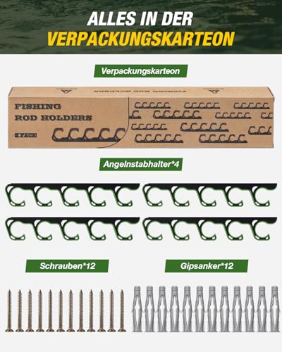 Ghosthorn Fishing Rod Holders for Garage Fishing Pole Holders Ceiling or Wall Mounted Rod Rack Garage Storage Organizer Fishing Gear Equipment for Men Women (Green, 2 Packs) - size: 2 packs holds up 10 rods, style: Green