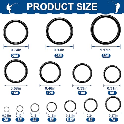 Sosation 70 Pcs Fishing Rod Tip Repair Kit Fishing Pole Eyelet Repair Kit Ceramic Guide Rings 14 Sizes 0.09-1.17 Inch, Black