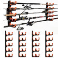 Soulchen 4 Pcs Fishing Rod Holder for Garage Dual-row Design Wall or Ceiling Mounted Fishing Pole Holders with Soft Protective Pad Horizontal Fish Rod Storage Rack Holds up to 10 Rods
