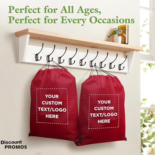 DISCOUNT PROMOS Custom Non-Woven Drawstring Backpacks Set of 10/50/100, Personalized Bulk Pack - color: Burgundy, size: 10/50/100