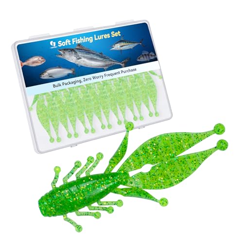 Clearance Bionics-Designed Durable Soft Plastic Fishing Lures Kit with Bonus Accessories, 3/4/5/6 Inch, 9-Type Lifelike Swimbaits in One Gear Set Included Tackle Box for Bass - color: Green