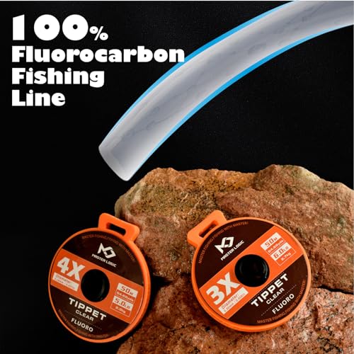 Fly Fishing Tippet Leaders Line with Holder and Silicone Tenders 32/55 Yard Spools, 2X-6X Tippets Clear - color: Fluorocarbon Tippet Line, size: 2X+3X+4X+5X+6X-50M-55Yds