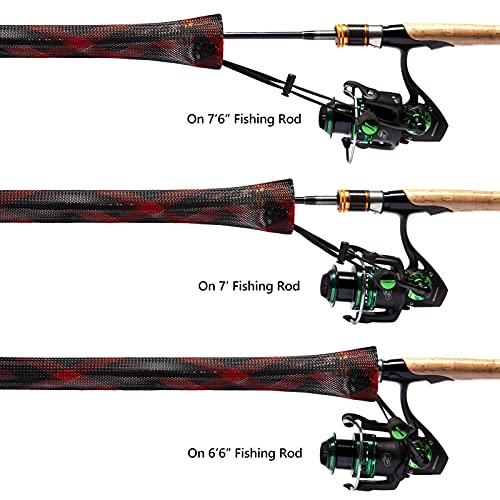 BASSDASH Casting Spinning Fishing Rod Sleeves Protective Rod Socks for Fishing Poles Up to 7-1/2ft - color: Black & Red - 2pcs, size: For Casting Rod up to 7-1/2 ft