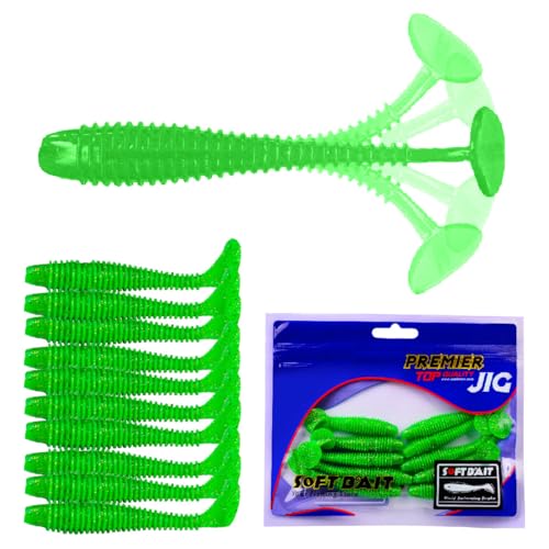 10 Pcs Paddle Tail Swimbaits Lures, 2 and 3 Inch Soft Plastic Fishing Lures Kit, Bass Fishing Lure Swim Baits with 6 Color, for Fishing Trout, Crappie, Bass, Redfish, Freshwater, Saltwater - color: Deep Green, size: 2 inch