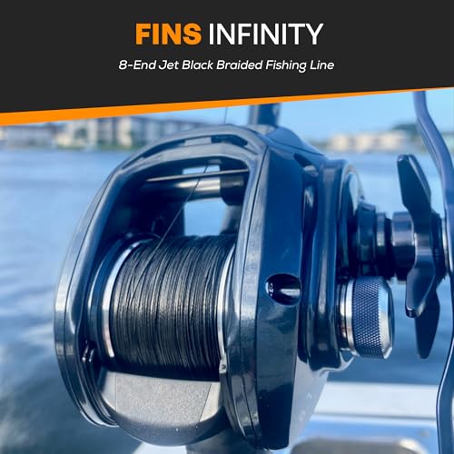 FINS Infinity Braided Fishing Line – USA Made, Silky Smooth 8-End Jet Black Braid for Superior Casting Distance, Quiet Performance Through Guides, Stealthy Freshwater and Saltwater Presentations - size: 4000 Yards