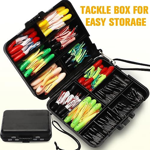 Dovesun Crappie Lures with Jig Heads Kit, Soft Plastic Grubs-Tube Baits 1/8oz 1/16oz 1/32oz Crappie Jigs Walleye Trout Bass Crappie Baits 95-120pcs - color: B-120PCS-Crappie Lures(small)