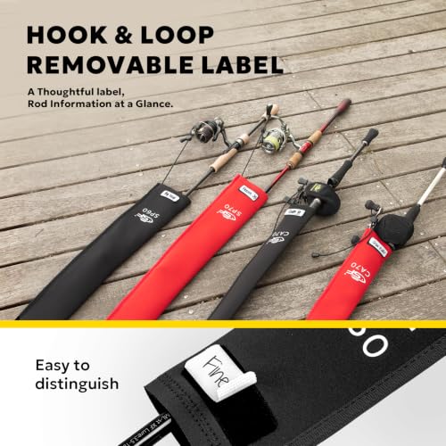 SF Neoprene Fishing Rod Sleeve Rod Cover for Casting, Spinning, Trolling Fishing Rods Protect Cover Floating Rods Storage Case,Hook Resistant - color: Black-1, size: Length:75 in, style: Casting/Trolling