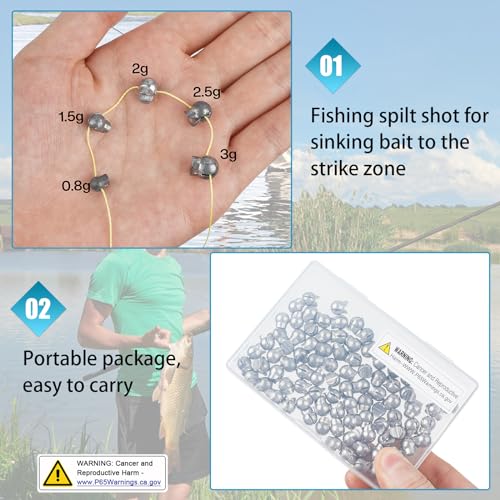 100pcs Split Shot Fishing Weights Removable Round Clip On Fly Fishing Line Sinkers Freshwater Saltwater Split Shot Fishing Sinkers Weights - style: 1.5g-100pcs