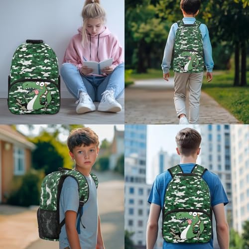 Dinosaur Backpack for Kids 5-7 Years Kindergarten Elementary Scgiik Bookbag Satchel Backpack with Insulated Lunch Bag and Pencil Case Water Bottle Holder - color: Dinosaur