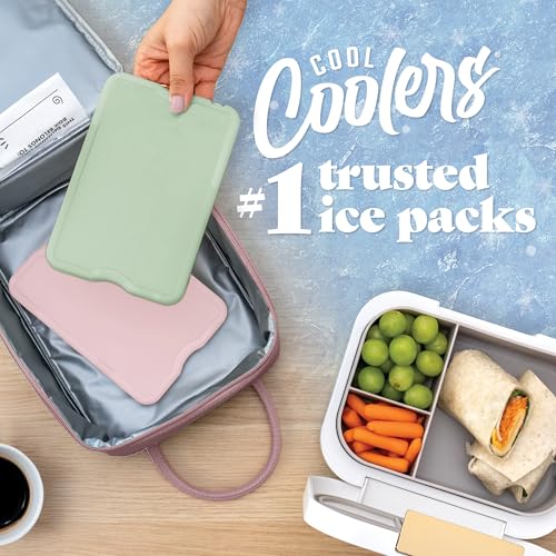 Cool Coolers by Fit & Fresh 4 Pack XL Slim Ice Packs, Quick Freeze Space Saving Reusable Ice Packs for Lunch Boxes or Coolers - color: Multi Pastel (4 Pack)