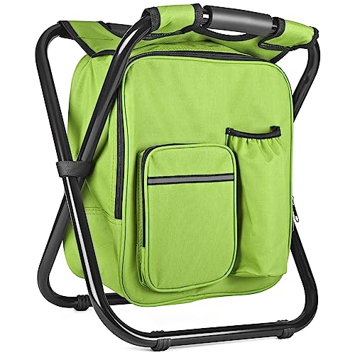 Kikerike Backpack Stool Cooler Chair Heavy Duty 300 LBS Max Load Portable Lightweight Stool Backpack Folding Fishing Cooler Seat for Camping Hunting Fishing - Grass Green - color: Grass Green