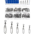 55Pcs High Strength Fishing Swivels, Stainless Steel Speed Clips with Barrel Swivels, Saltwater/Freshwater Snaps Swivel Change Quick Clips Snap Black Nickel