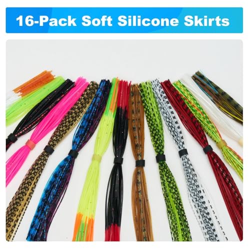 16 Colors Silicone Legs for Fly Tying, Pre-Sorted Silicone Skirt in Easy-Use Bundles for Jig Spinnerbait Fishing Lures Fly Tying Material