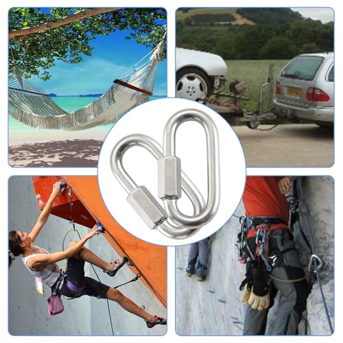 HOME MASTER HARDWARE Stainless Steel Quick Link ，Small Locking Carabiner, Threaded Chain Connector for Chain Links (10-Pack) - size: 5/32in，10pack