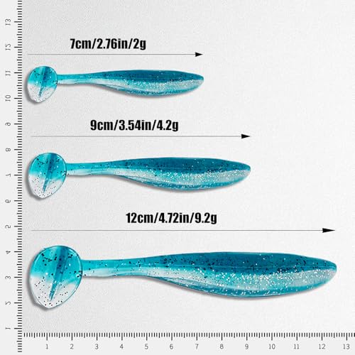 Paddle Tail Swimbaits FS/RE-10 | for Bass Fishing,14 Colors ,Fishing Lures with Flash Blade,Freshwater Saltwater ,Bass Bait,for Trout Catfish Pike - color: Color B, size: 12cm,25pcs