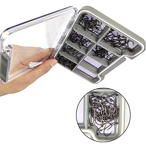 EUPHENG Barbless Fly Fishing Hooks Dry Nymph Wet Shrimp Jig Hooks for Fly Tying Assorted with Waterproof Hook Box - style: 9220-jig Fly Hooks Qty 200