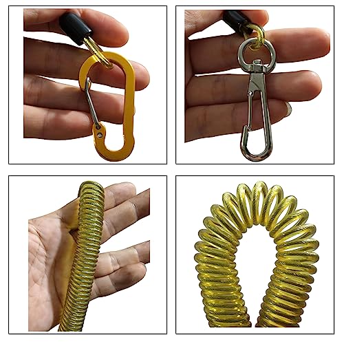 Fishing Lanyard, Heavy Duty Coiled Lanyards Stainless Steel Wire Inside, Safety Rope Extension Cord Tether Retractable Fishing Accessories for Rods, Pliers, Boating, Paddles, Kayak - color: Gold