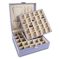 Frebeauty Earring Organizer Classic Jewelry Box 50 Slots Double Layer Jewelry Storage Case with 6 Necklace Hook and Bracelet Pocket(Purple) - color: Purple