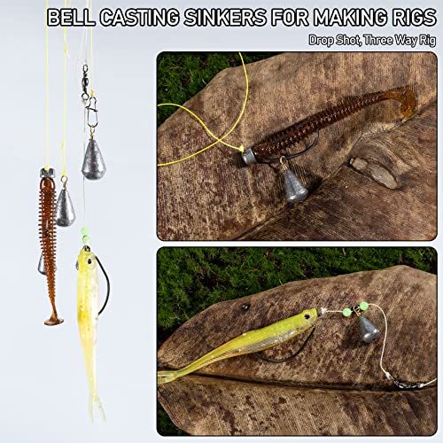 Dr.Fish 30 Pack Bass Casting Sinker Weights Lead Bell Drop Shot Weights with Brass Swivels Weight Freshwater Fishing Lead Sinker - size: 1/8oz-30 Pack