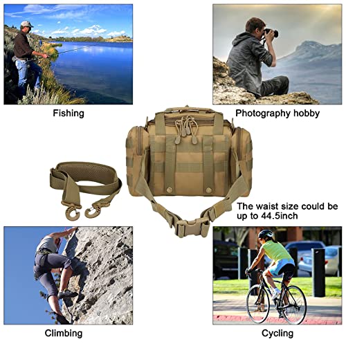 G4Free Sport Outdoor Waist Pack Tactical Sling Bag Hiking Fanny Pack Fishing Tackles(Tan) - color: Brown