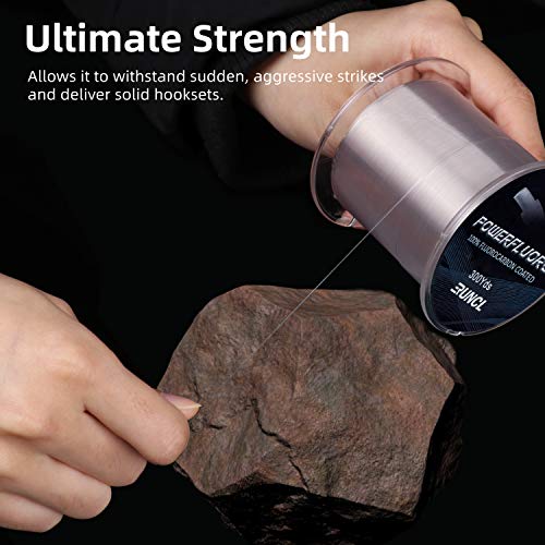 RUNCL Fluorocarbon Fishing Line, PowerFluoro Clear Ice Fishing Leader Line - Virtually Invisible, Faster Sinking, Extra Sensitivity, 300/500/1000yds, 5-32lb Break Strength, Fishing Gifts - size: 5 lb - 1000 yds