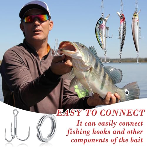 Skylety 200 Pcs Fishing Stainless Steel Split Rings, 50 Treble Hooks, Lure Tackle Connector Fishing Pliers, Fish Lanyard and 876 Lure Eyes for Tackle Fish - color: Red