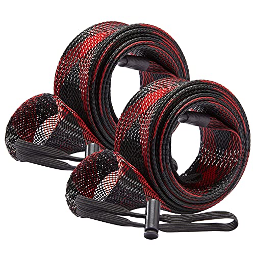 BASSDASH Casting Spinning Fishing Rod Sleeves Protective Rod Socks for Fishing Poles Up to 7-1/2ft - color: Black & Red - 2pcs, size: For Casting Rod up to 7-1/2 ft