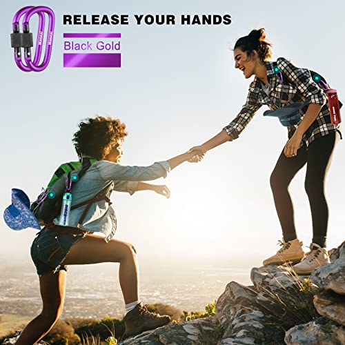 10 Pack 3Inch Aluminum D Ring Key Rings Hiking Clips Locking Carabiner for Hiking Camping Fishing and Outdoor Use，Clips with Screw Gate Multicolored - color: Purple
