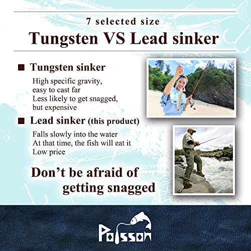 Poisson Bullet Sinker Burr-Free Built-in Tube Lead Worm Fishing Sinker Weight - style: 0.35 Oz 30 Pcs