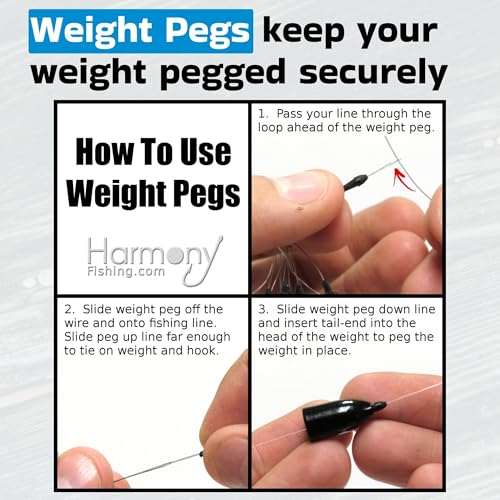 Harmony Fishing - Weight Pegs for Lead or Tungsten Worm/Flipping Weights (8 Pack = 80 Pegs)