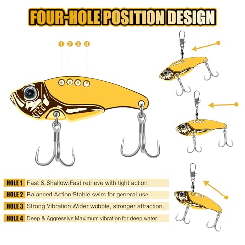 VIB Metal Lures Zinc Alloy Fishing Blade Spinner Bait with Treble Hooks Fishing Spoons Lures Pack of 5 - color: Blade Lures-B, size: 7g